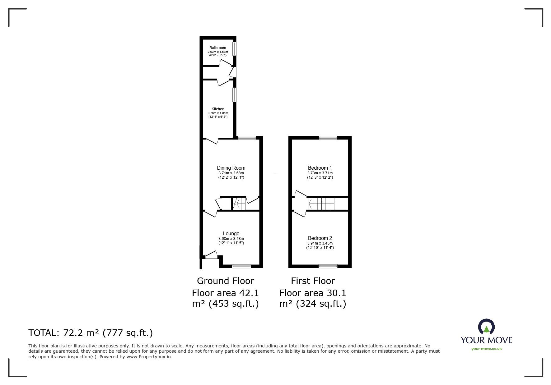 Floorplan of 2 bedroom Mid Terrace House to rent, Turner Street, Birches Head, Stoke-On-Trent, ST1