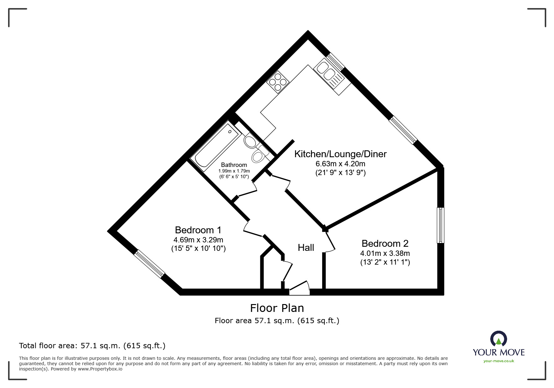 Floorplan of 2 bedroom  Flat to rent, Blithfield Way, Norton Heights, Stoke-On-Trent, ST6