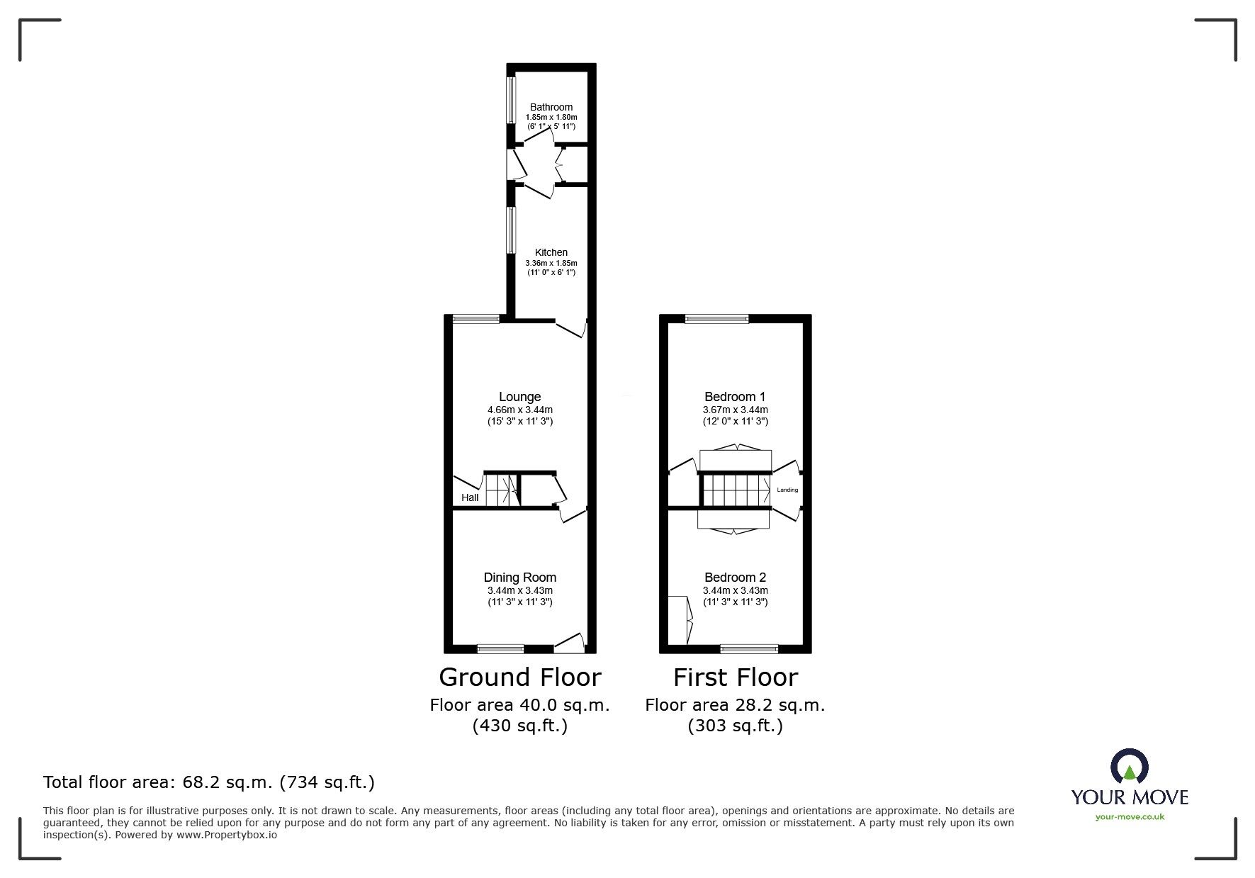 Floorplan of 2 bedroom Mid Terrace House to rent, Northwood Park Road, Northwood, Stoke-On-Trent, ST1