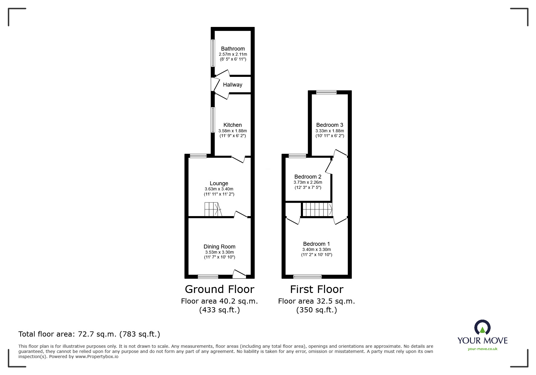 Floorplan of 3 bedroom Mid Terrace House to rent, Winifred Street, Hanley, Stoke-on-Trent, Staffordshire, ST1