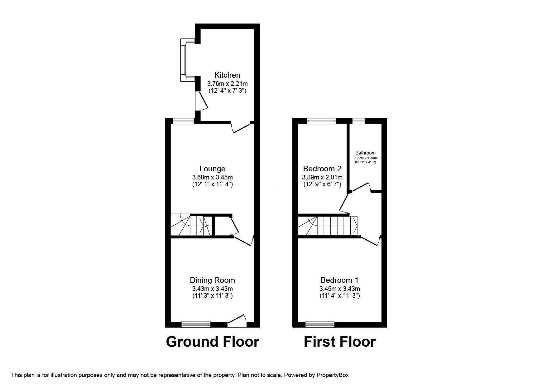 Floorplan of 2 bedroom Mid Terrace House to rent, Ladysmith Road, Etruria, Stoke-on-Trent, Staffordshire, ST1