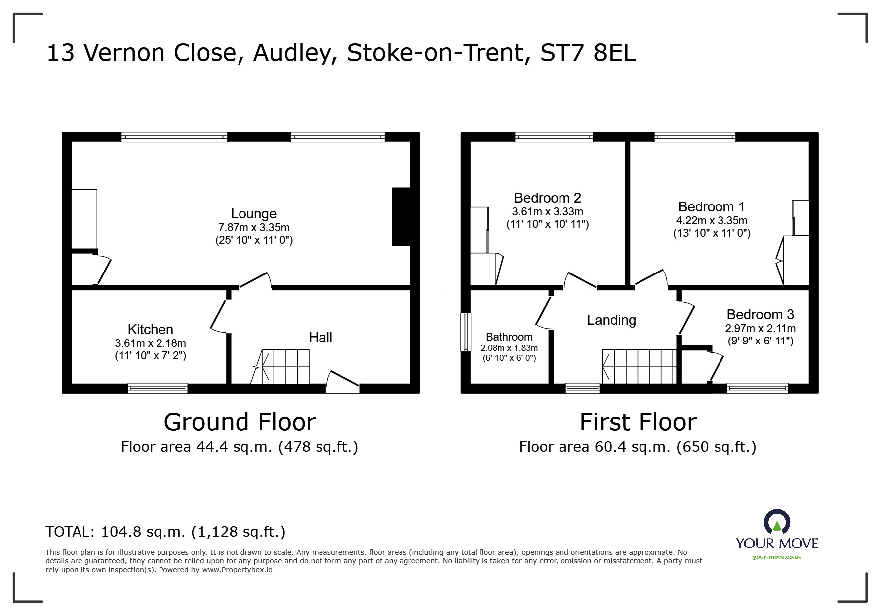 Floorplan of 3 bedroom Semi Detached House to rent, Vernon Close, Audley, Staffordshire, ST7