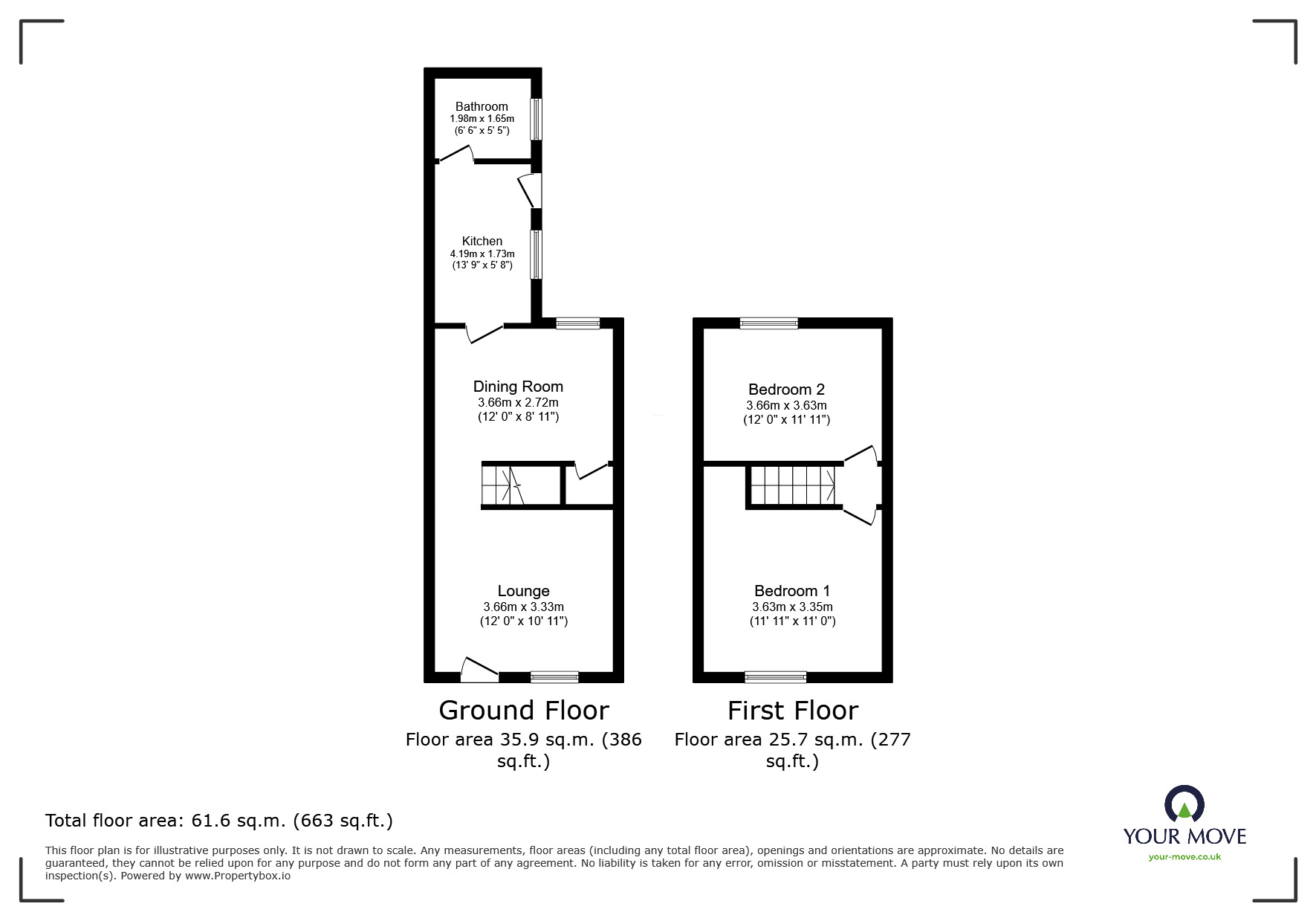 Floorplan of 2 bedroom Mid Terrace House for sale, Woodshutts Street, Talke, Staffordshire, ST7