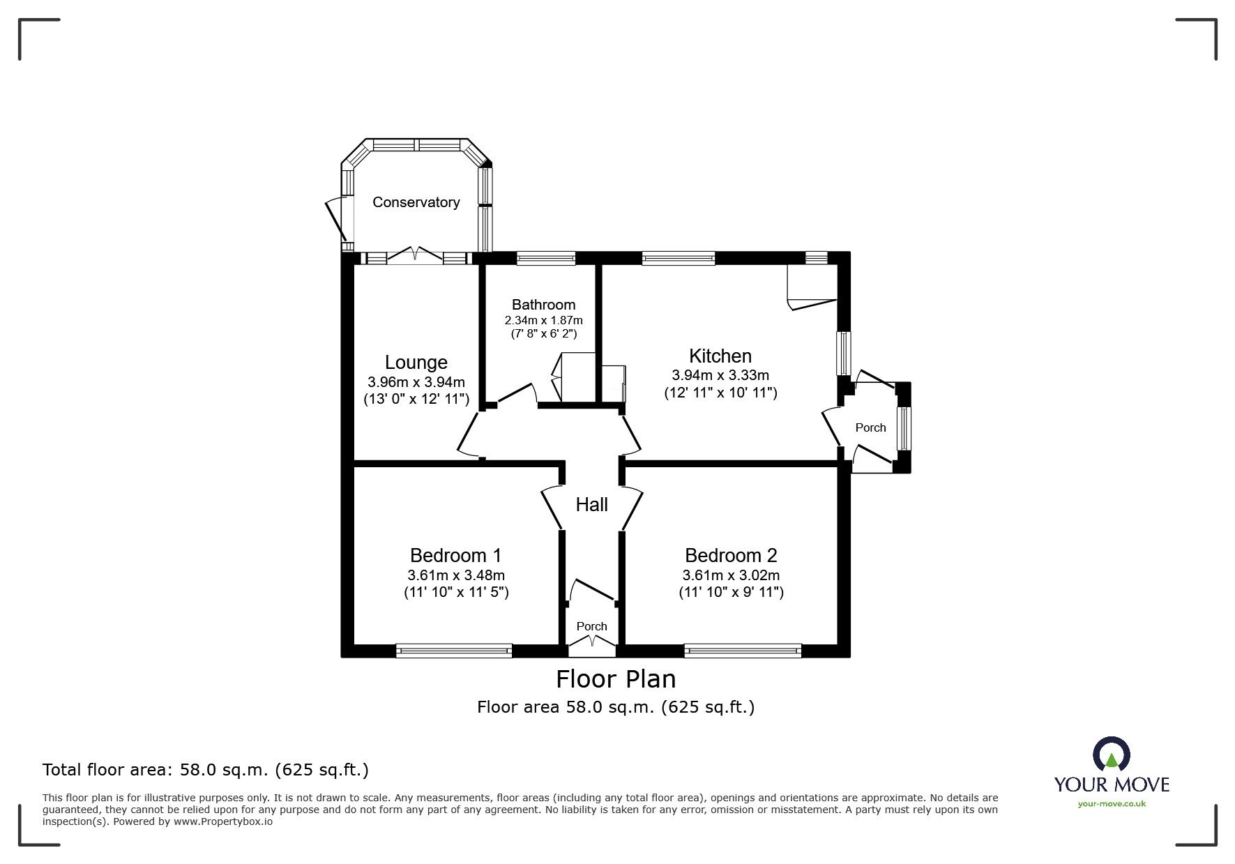 Floorplan of 2 bedroom Detached Bungalow for sale, Birchall Avenue, Sandyford, Stoke-on-Trent, Staffordshire, ST6