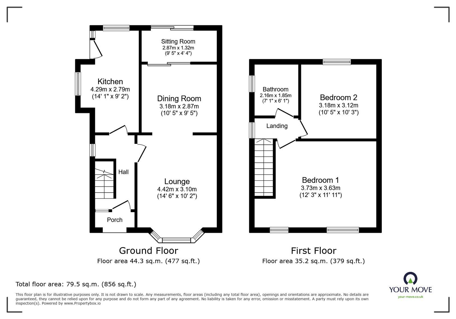 Floorplan of 2 bedroom Semi Detached House for sale, Haywood Road, Burslem, Stoke-on-Trent, Staffordshire, ST6