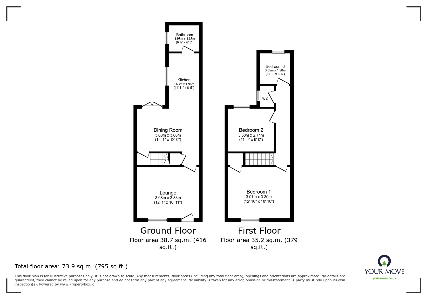 Floorplan of 3 bedroom End Terrace House for sale, Moorland Road, Burslem, Stoke-on-Trent, Staffordshire, ST6
