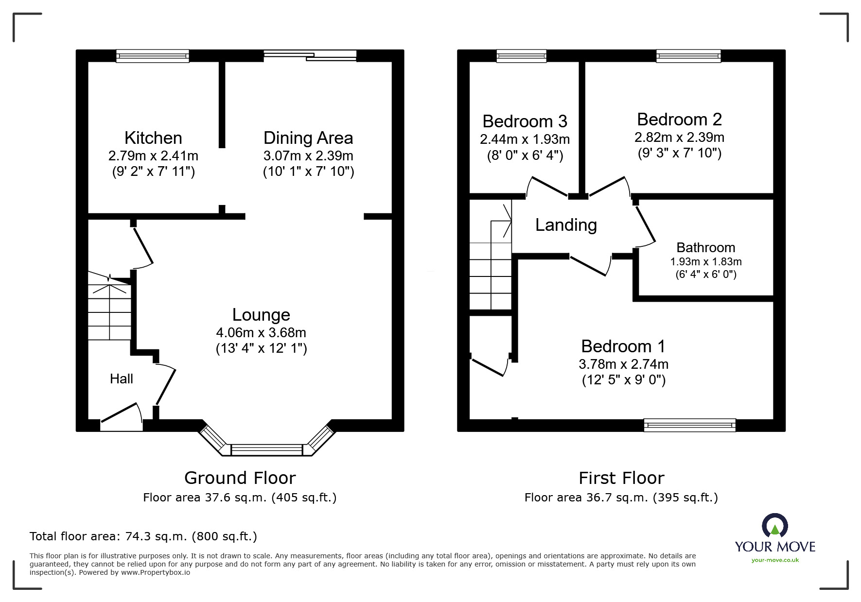 Floorplan of 3 bedroom End Terrace House for sale, Bowlers Close, Festival Park, Stoke-on-Trent, Staffordshire, ST6