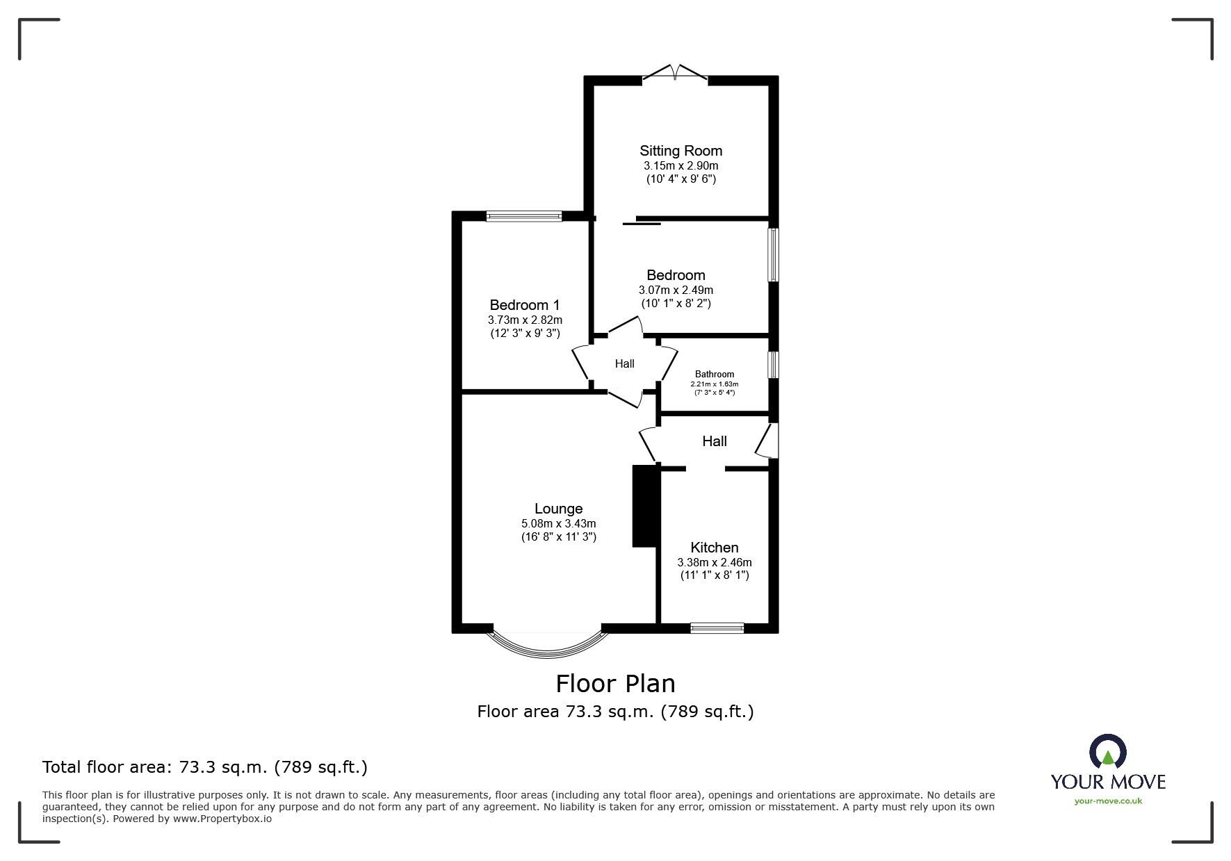 Floorplan of 2 bedroom Semi Detached Bungalow for sale, St. Andrews Drive, Kidsgrove, Staffordshire, ST7