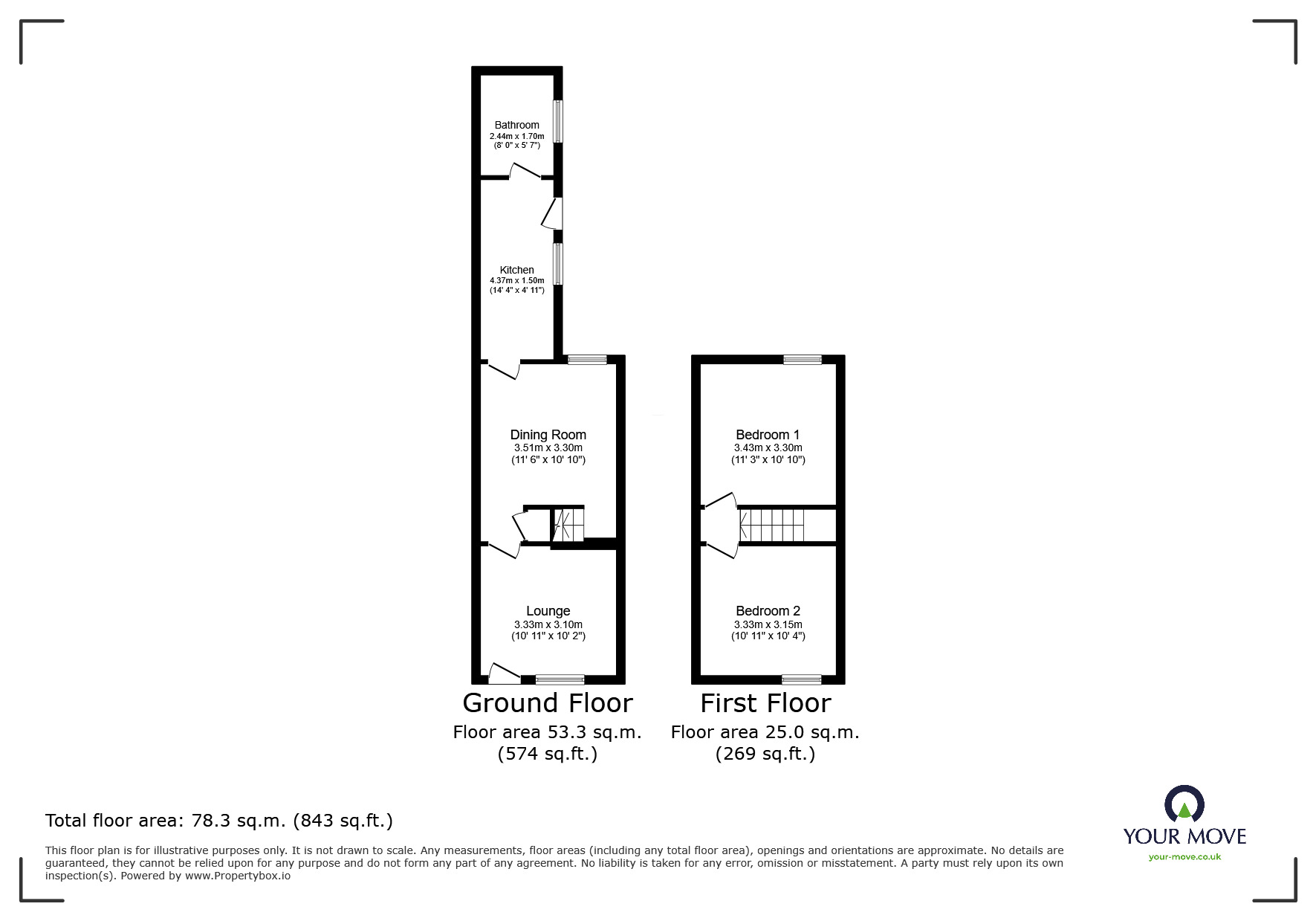 Floorplan of 2 bedroom Mid Terrace House to rent, Kenworthy Street, Tunstall, Stoke-on-Trent, Staffordshire, ST6