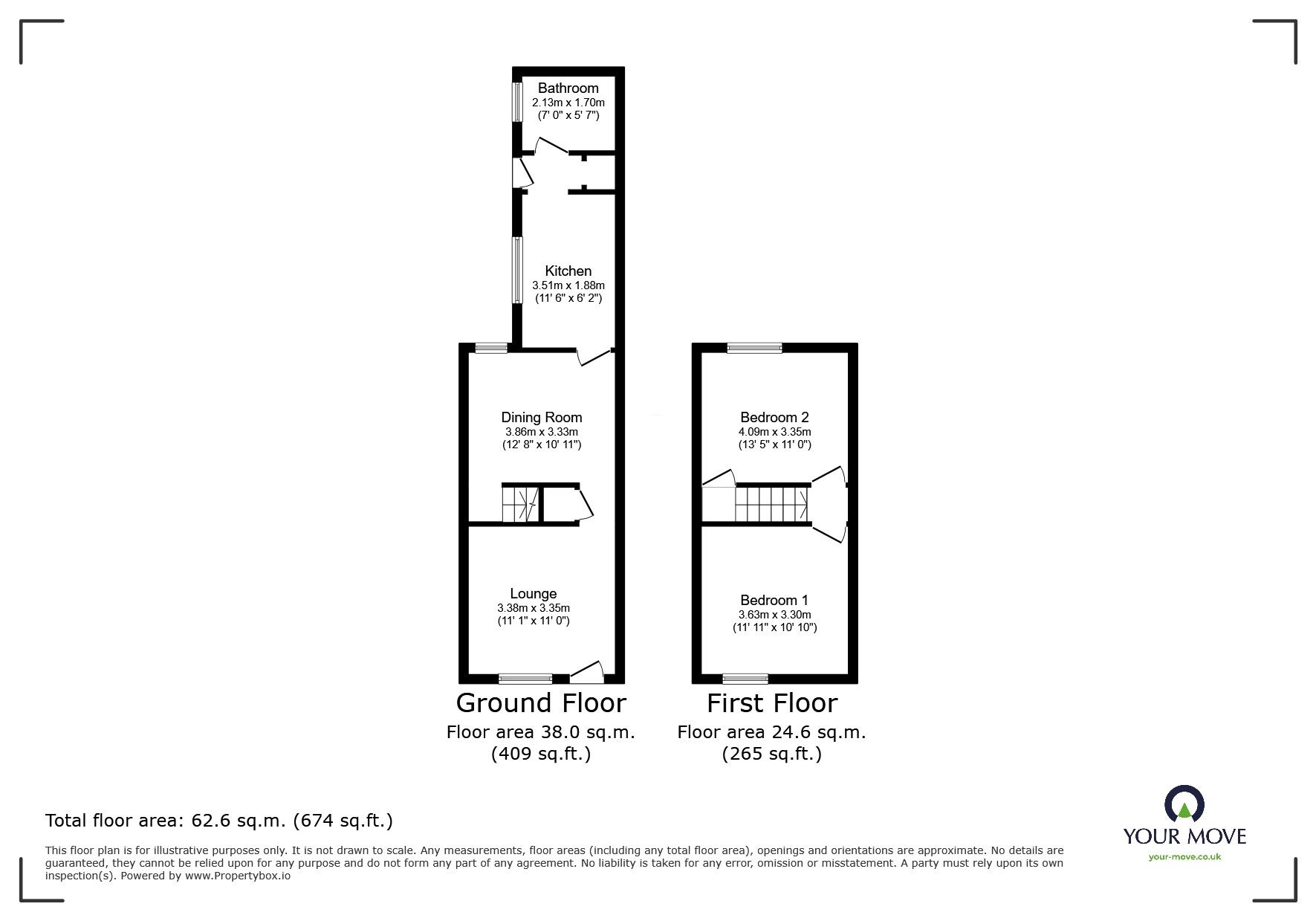 Floorplan of 2 bedroom Mid Terrace House to rent, Wain Street, Burslem, Stoke-on-Trent, Staffordshire, ST6