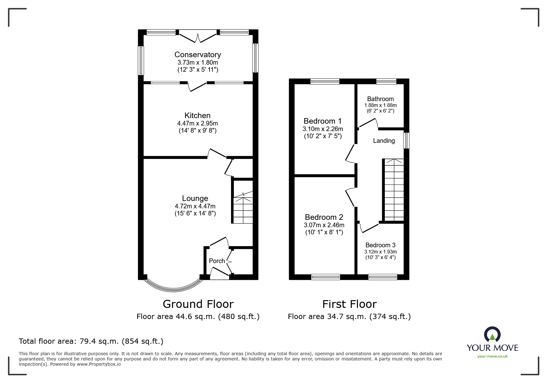 Floorplan of 3 bedroom Semi Detached House for sale, Peak Dale Avenue, Goldenhill, Stoke-on-Trent, Staffordshire, ST6