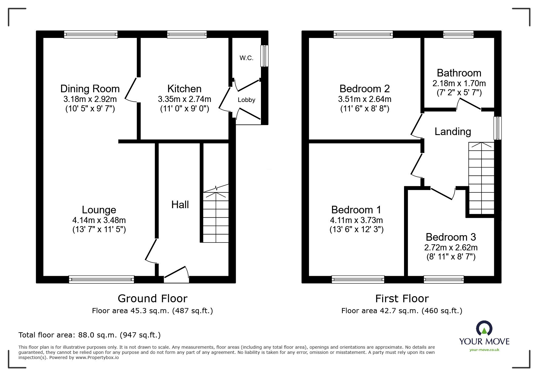 Floorplan of 3 bedroom Semi Detached House for sale, Bishop Road, Chell Heath, Stoke-on-Trent, Staffordshire, ST6