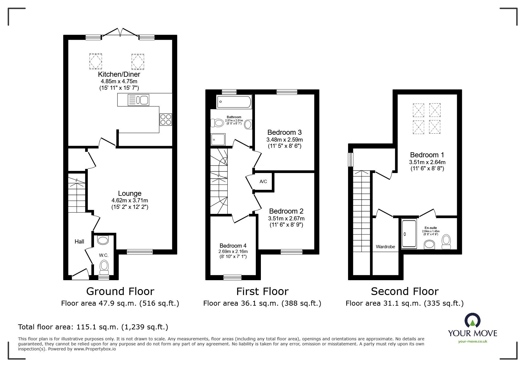 Floorplan of 4 bedroom Semi Detached House for sale, Ironstone Walk, Burslem, Stoke-on-Trent, Staffordshire, ST6