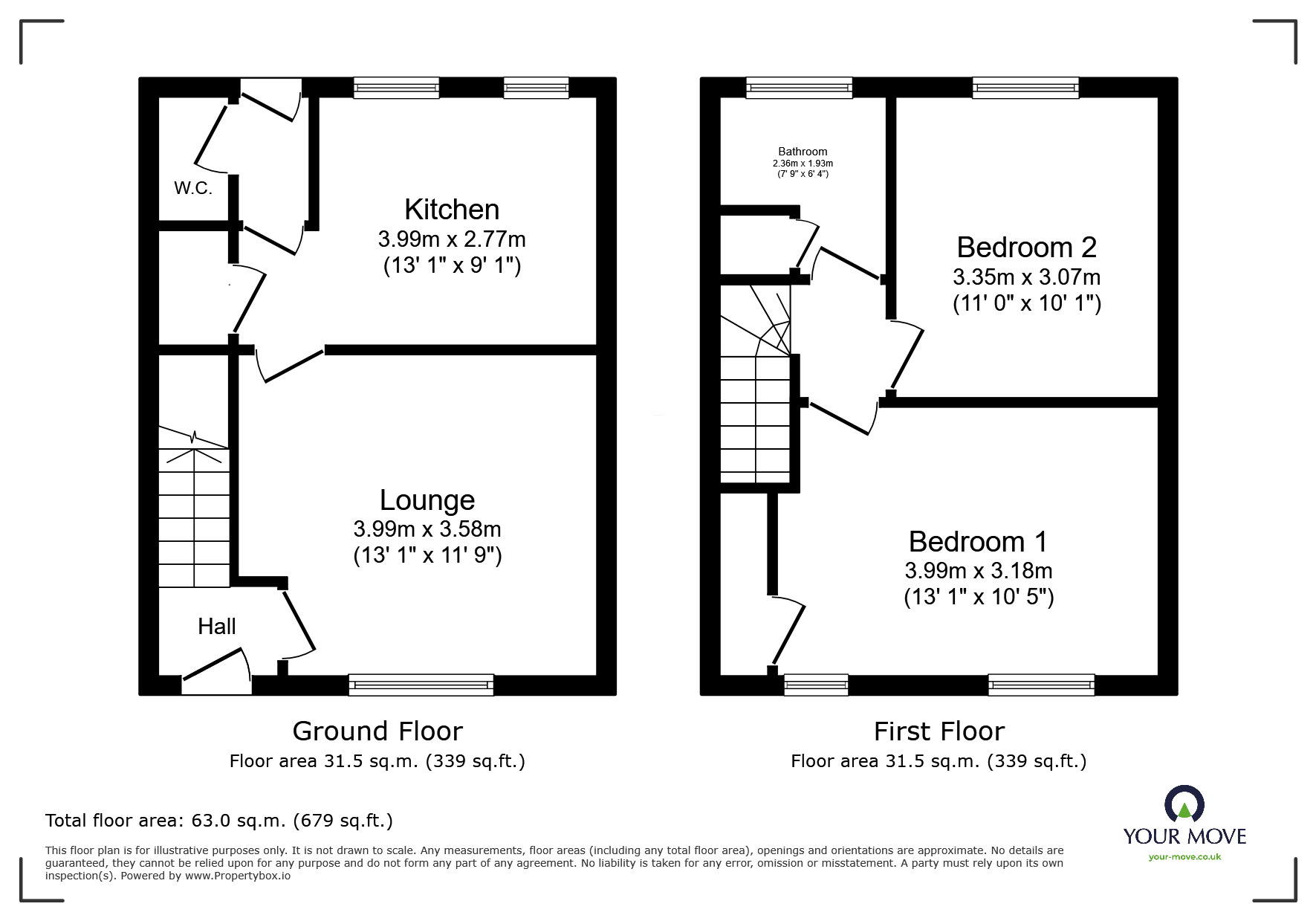 Floorplan of 2 bedroom Mid Terrace House for sale, Burnaby Road, Goldenhill, Stoke-on-Trent, Staffordshire, ST6