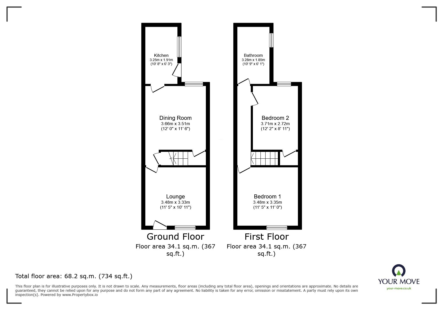Floorplan of 2 bedroom Mid Terrace House for sale, Salisbury Street, Stoke-on-Trent, Staffordshire, ST6