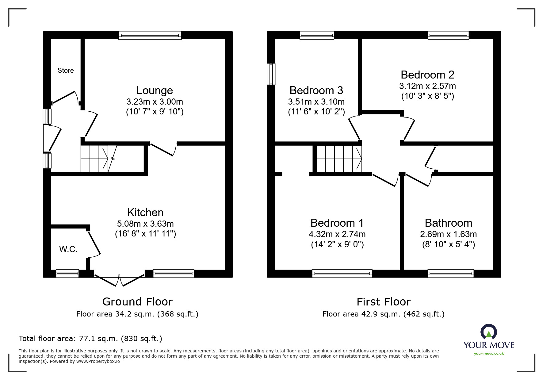 Floorplan of 3 bedroom Semi Detached House for sale, Noblett Road, Sneyd Green, Stoke-on-Trent, Staffordshire, ST1