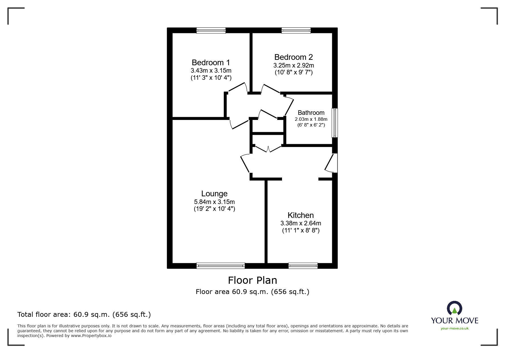 Floorplan of 2 bedroom Detached Bungalow for sale, Weaver Close, Biddulph, Staffordshire, ST8