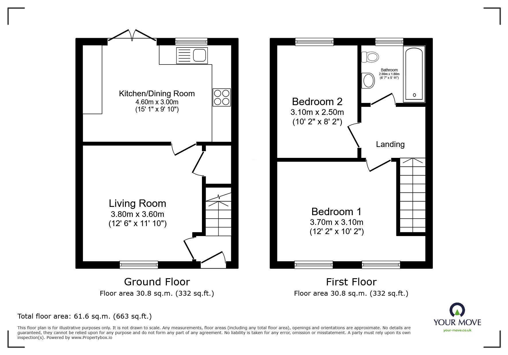 Floorplan of 2 bedroom Semi Detached House to rent, Clyde Road, Burslem, Stoke-on-Trent, Staffordshire, ST6