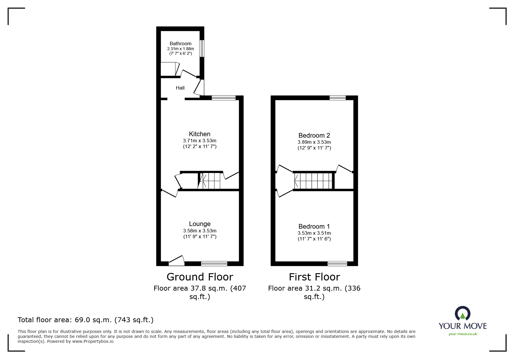 Floorplan of 2 bedroom Mid Terrace House to rent, Turner Street, Northwood, Stoke-on-Trent, Staffordshire, ST1