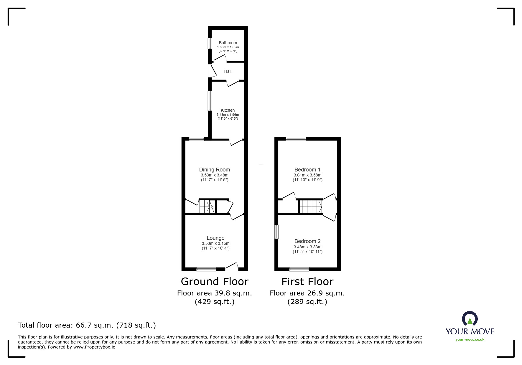 Floorplan of 2 bedroom Mid Terrace House to rent, Mountford Street, Burslem, Stoke-on-Trent, Staffordshire, ST6