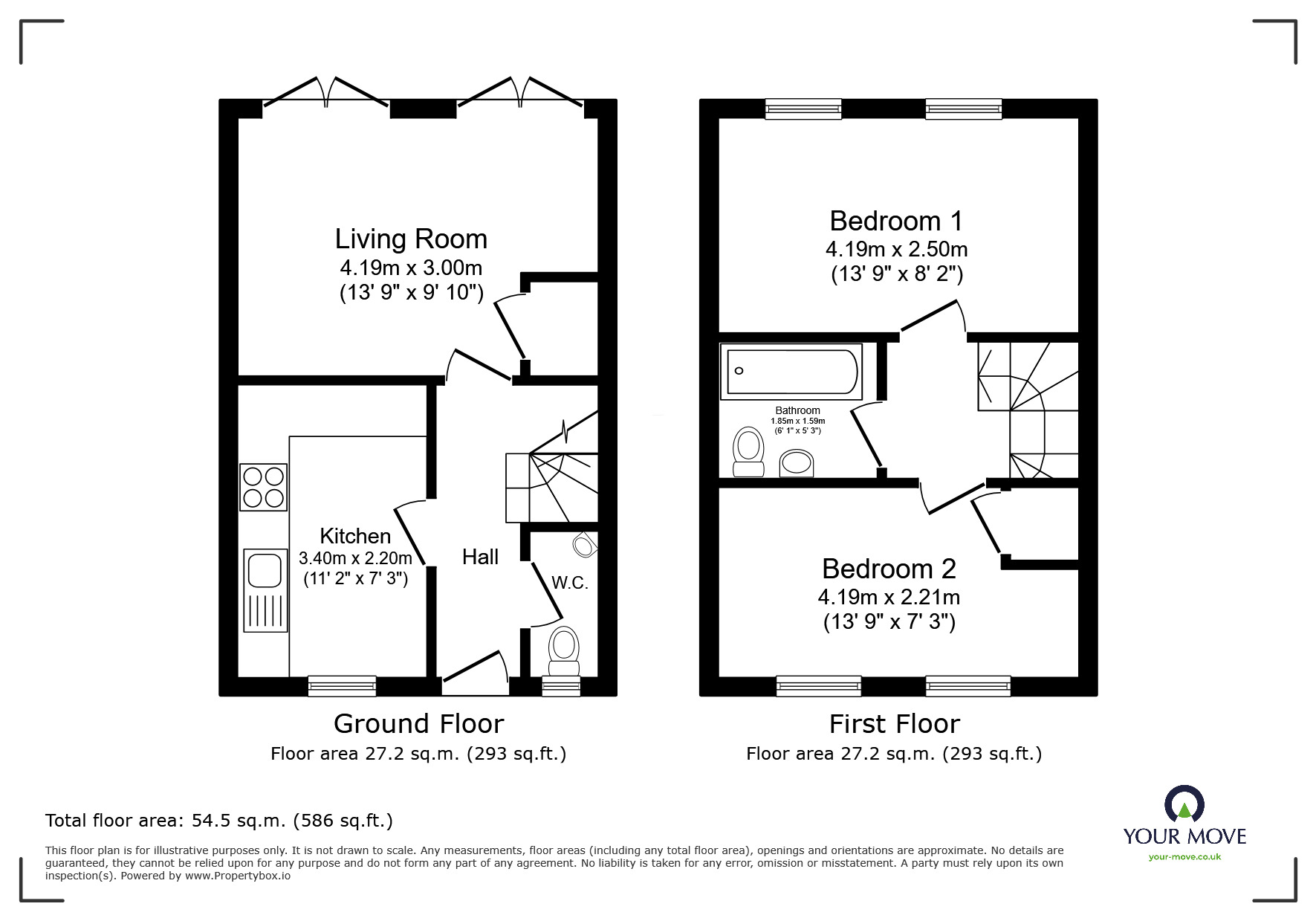 Floorplan of 2 bedroom Mid Terrace House to rent, Cricklewood Drive, Tunstall, Stoke-on-Trent, Staffordshire, ST6