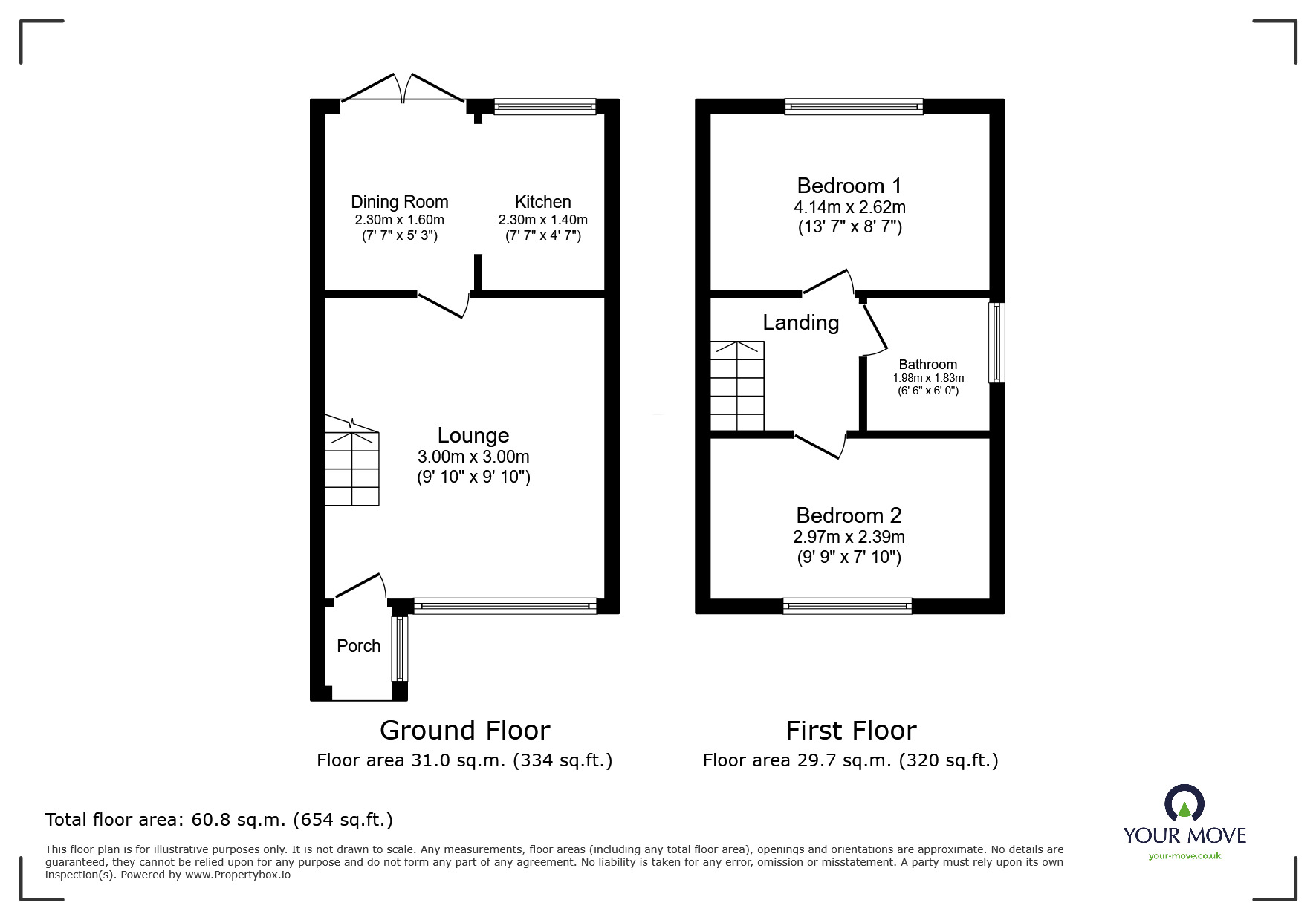 Floorplan of 2 bedroom Semi Detached House for sale, Batkin Close, Chell Heath, Stoke-on-Trent, Staffordshire, ST6
