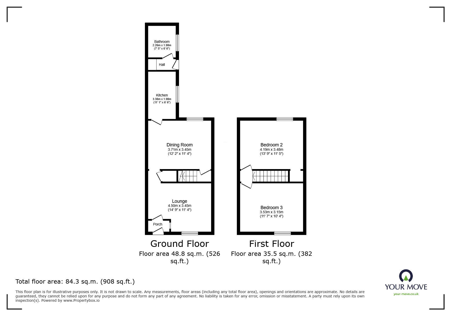 Floorplan of 2 bedroom Mid Terrace House for sale, King William Street, Tunstall, Stoke-on-Trent, Staffordshire, ST6