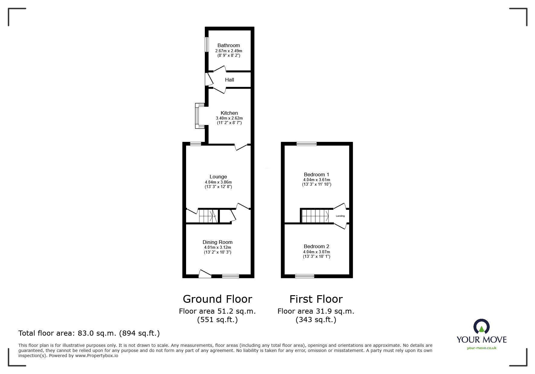 Floorplan of 2 bedroom Mid Terrace House for sale, Fell Street, Smallthorne, Stoke-on-Trent, Staffordshire, ST6
