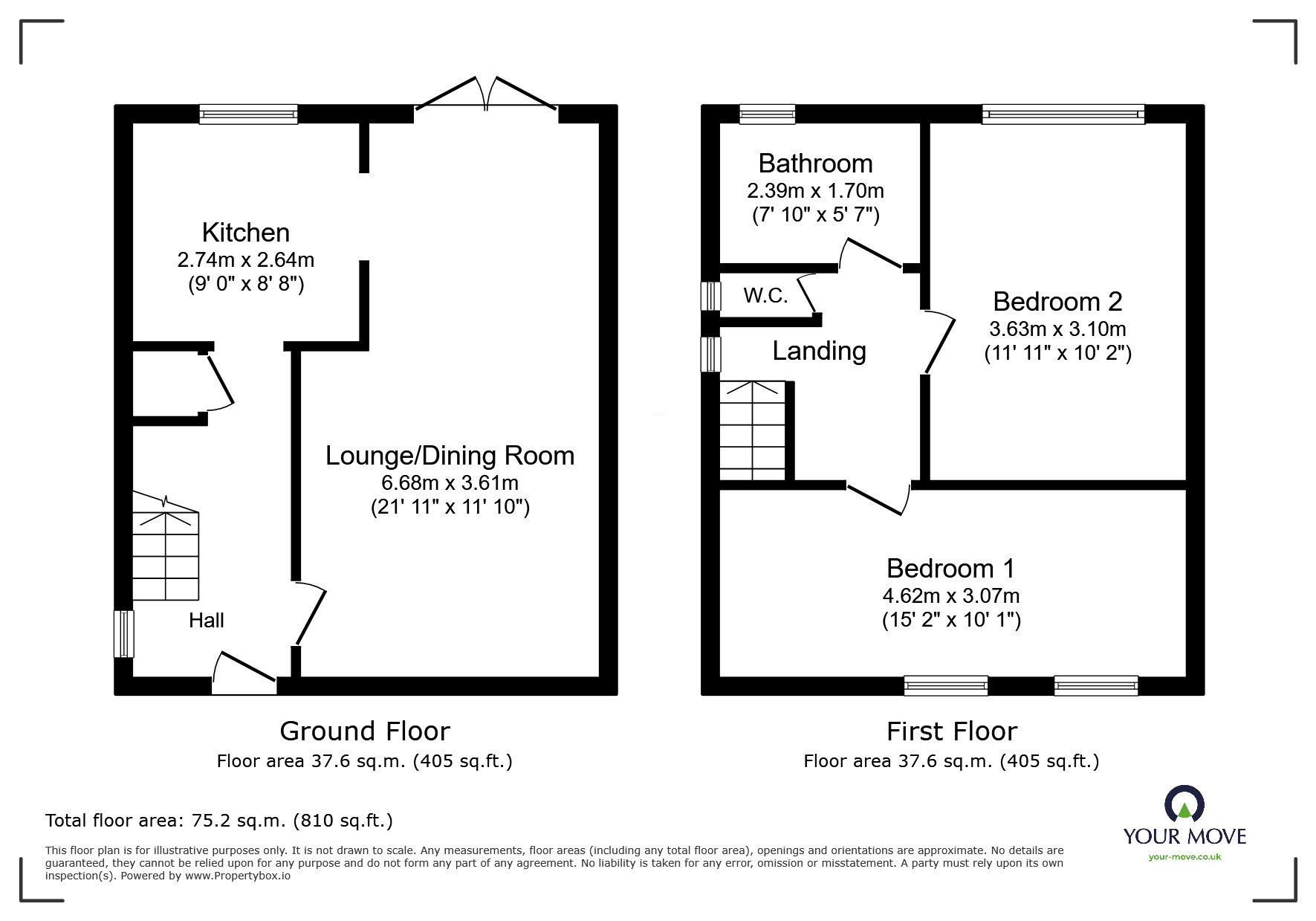 Floorplan of 2 bedroom Semi Detached House for sale, Limeheath Place, Tunstall, Stoke-on-Trent, Staffordshire, ST6
