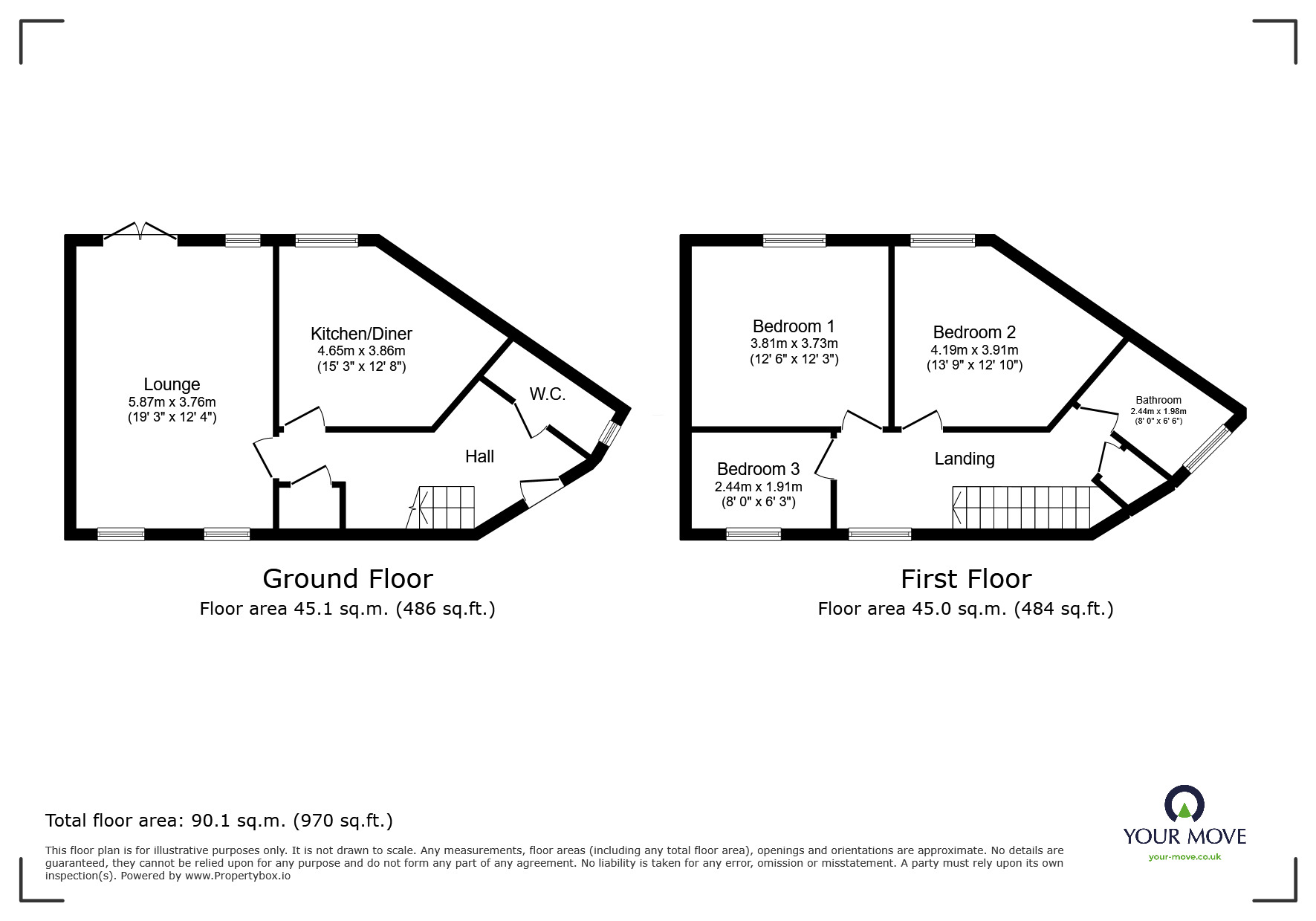 Floorplan of 3 bedroom Mid Terrace House for sale, Wycliffe Street, Burslem, Stoke-on-Trent, Staffordshire, ST6