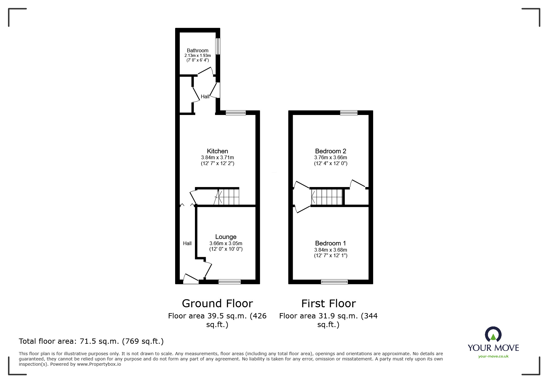 Floorplan of 2 bedroom Mid Terrace House for sale, Edensor Street, Chesterton, Newcastle, Staffordshire, ST5