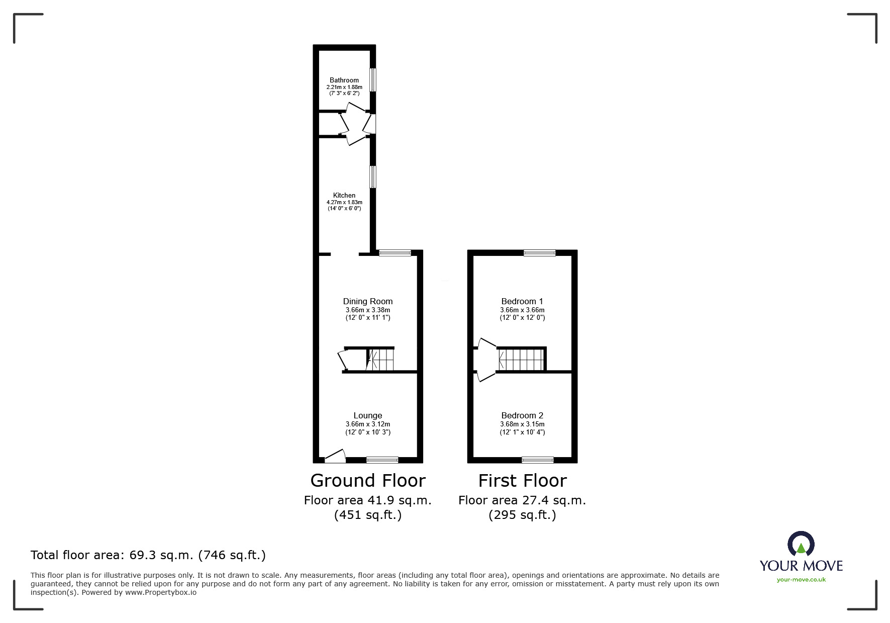Floorplan of 2 bedroom Mid Terrace House for sale, Robert Heath Street, Smallthorne, Stoke-on-Trent, Staffordshire, ST6