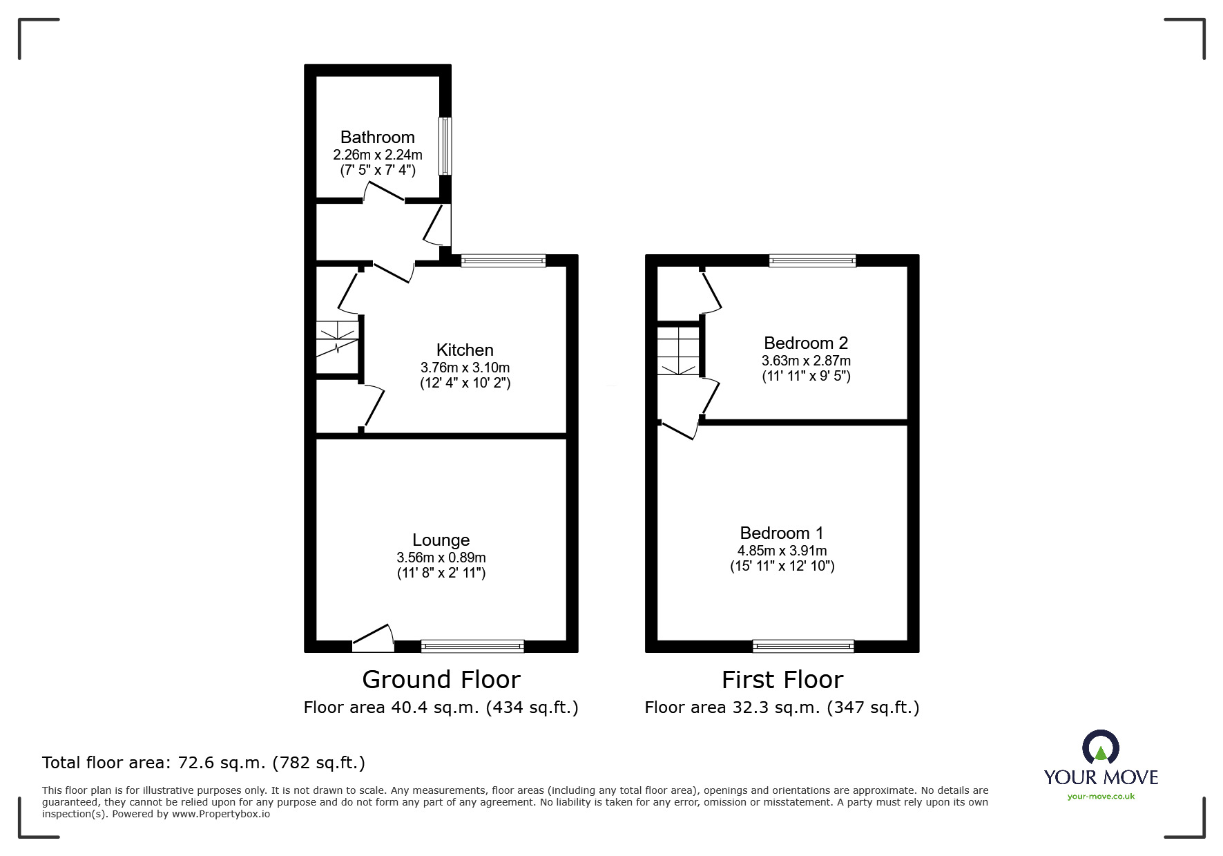 Floorplan of 2 bedroom Mid Terrace House to rent, St. Michaels Road, Pittshill, Stoke-on-Trent, Staffordshire, ST6