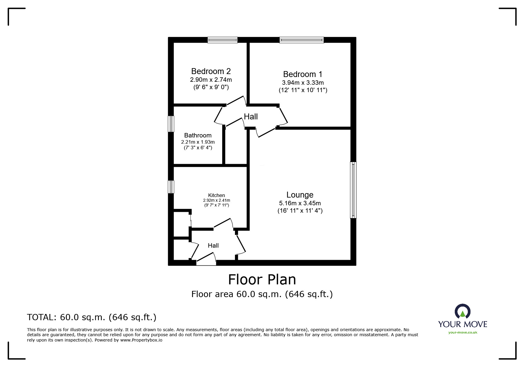 Floorplan of 2 bedroom Flat to rent, Drakeford Grove, Norton, Stoke-on-Trent, Staffordshire, ST6