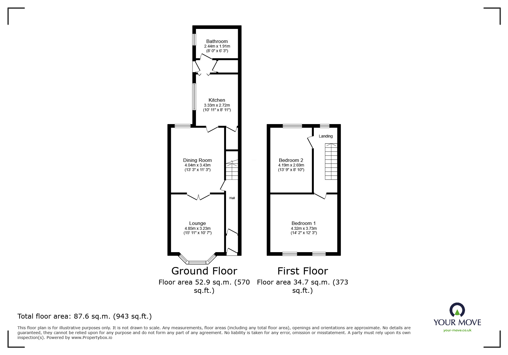 Floorplan of 2 bedroom Mid Terrace House for sale, Greengates Street, Tunstall, Stoke-on-Trent, Staffordshire, ST6