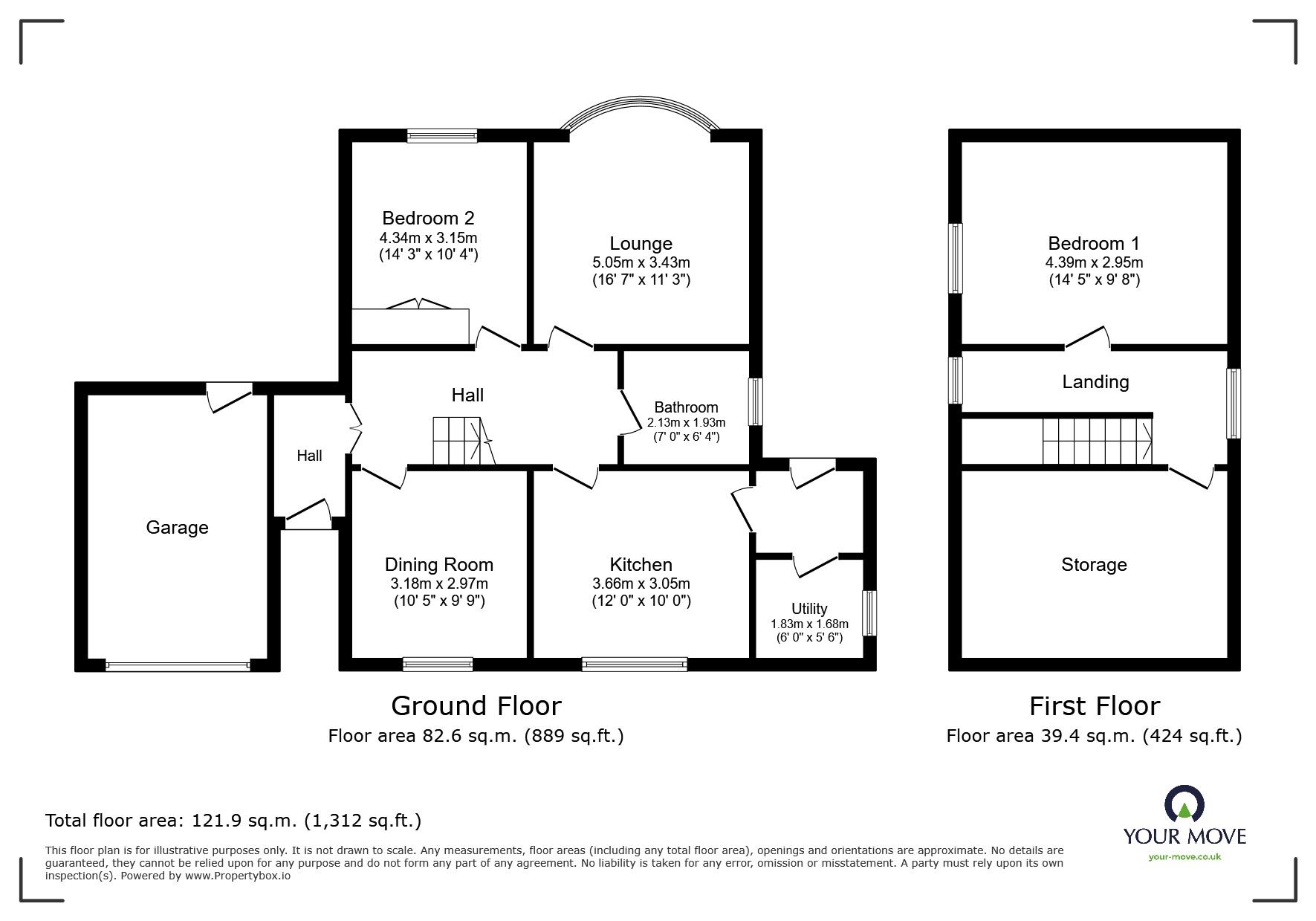 Floorplan of 2 bedroom Detached Bungalow for sale, Hot Lane, Biddulph Moor, Staffordshire, ST8