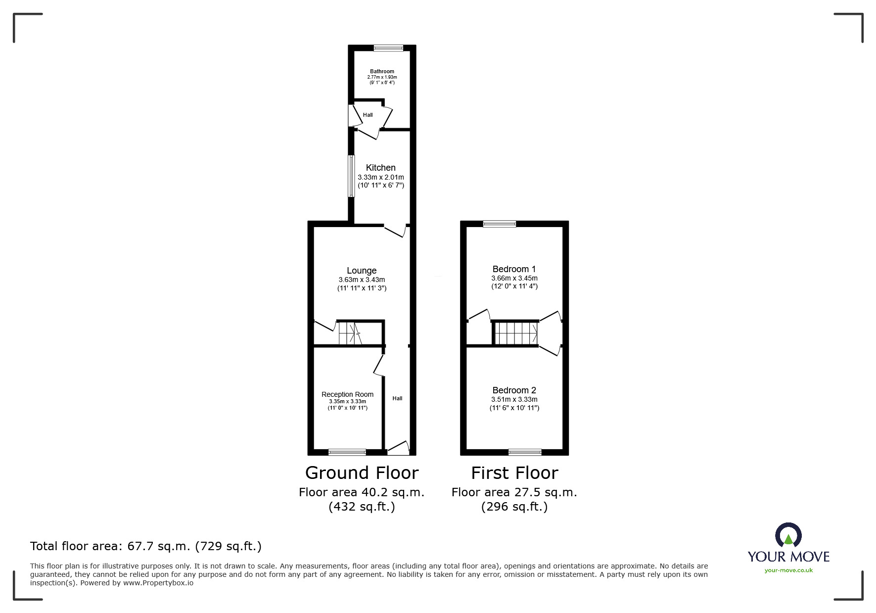 Floorplan of 2 bedroom Mid Terrace House to rent, Hamil Road, Stoke-on-Trent, Staffordshire, ST6