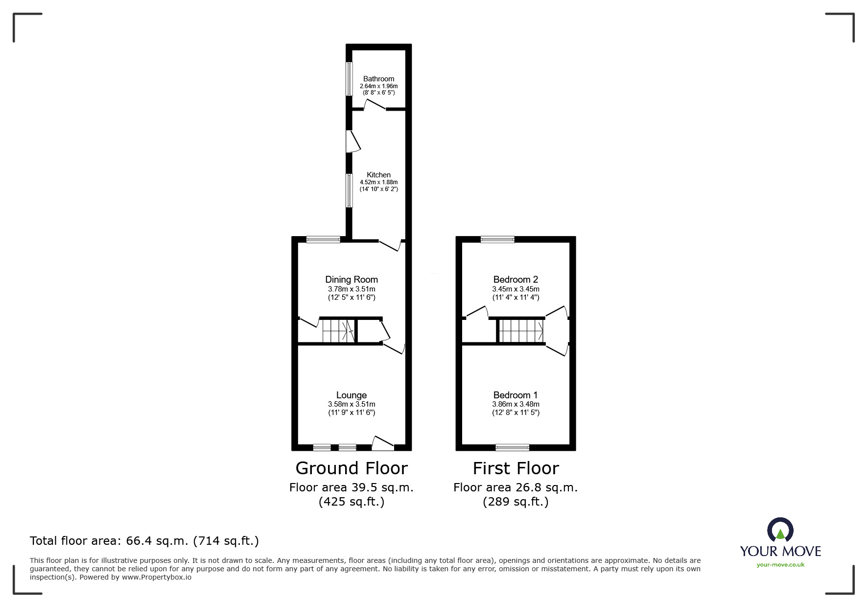 Floorplan of 2 bedroom Mid Terrace House to rent, Jervis Street, Stoke-on-Trent, Staffordshire, ST1