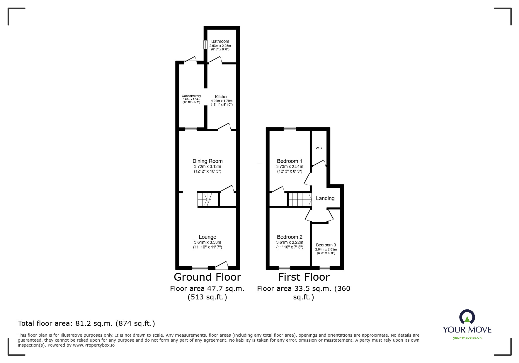 Floorplan of 3 bedroom Mid Terrace Property to rent, Mellard Street, Audley, Staffordshire, ST7