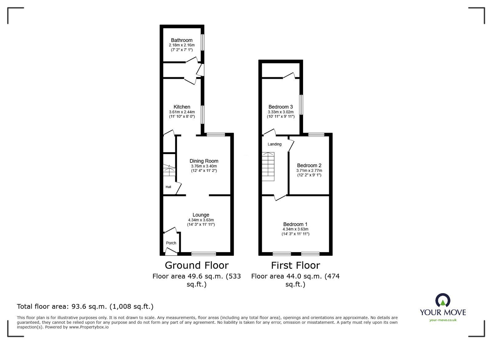 Floorplan of 3 bedroom Mid Terrace House for sale, Heath Street, Goldenhill, Stoke-on-Trent, Staffordshire, ST6