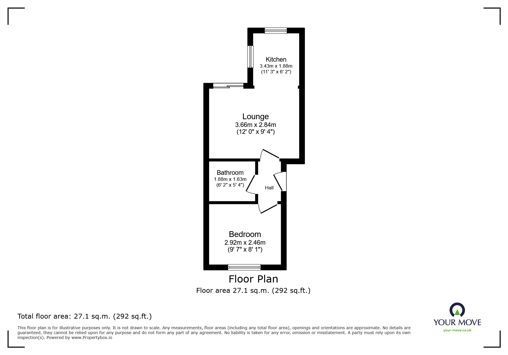 Floorplan of 1 bedroom Flat to rent, Derwent Street, Stoke-on-Trent, Staffordshire, ST1