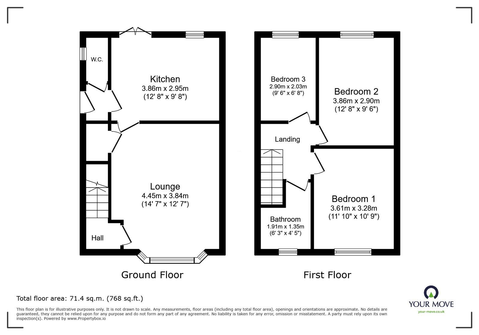 Floorplan of 3 bedroom Mid Terrace House for sale, Jaycean Avenue, Tunstall, Stoke-on-Trent, Staffordshire, ST6