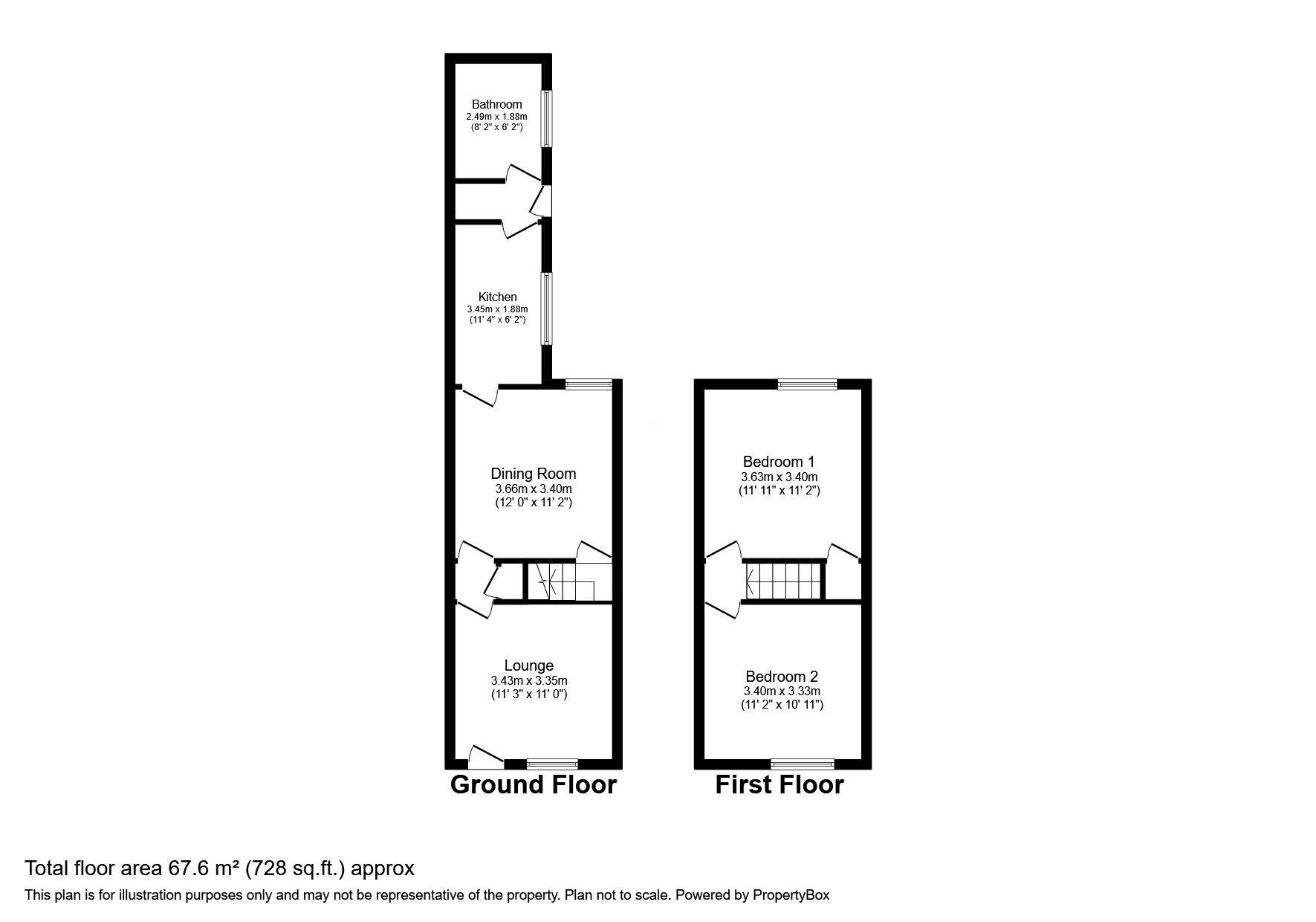 Floorplan of 2 bedroom Mid Terrace House for sale, Leonard Street, Burslem, Stoke-on-Trent, Staffordshire, ST6