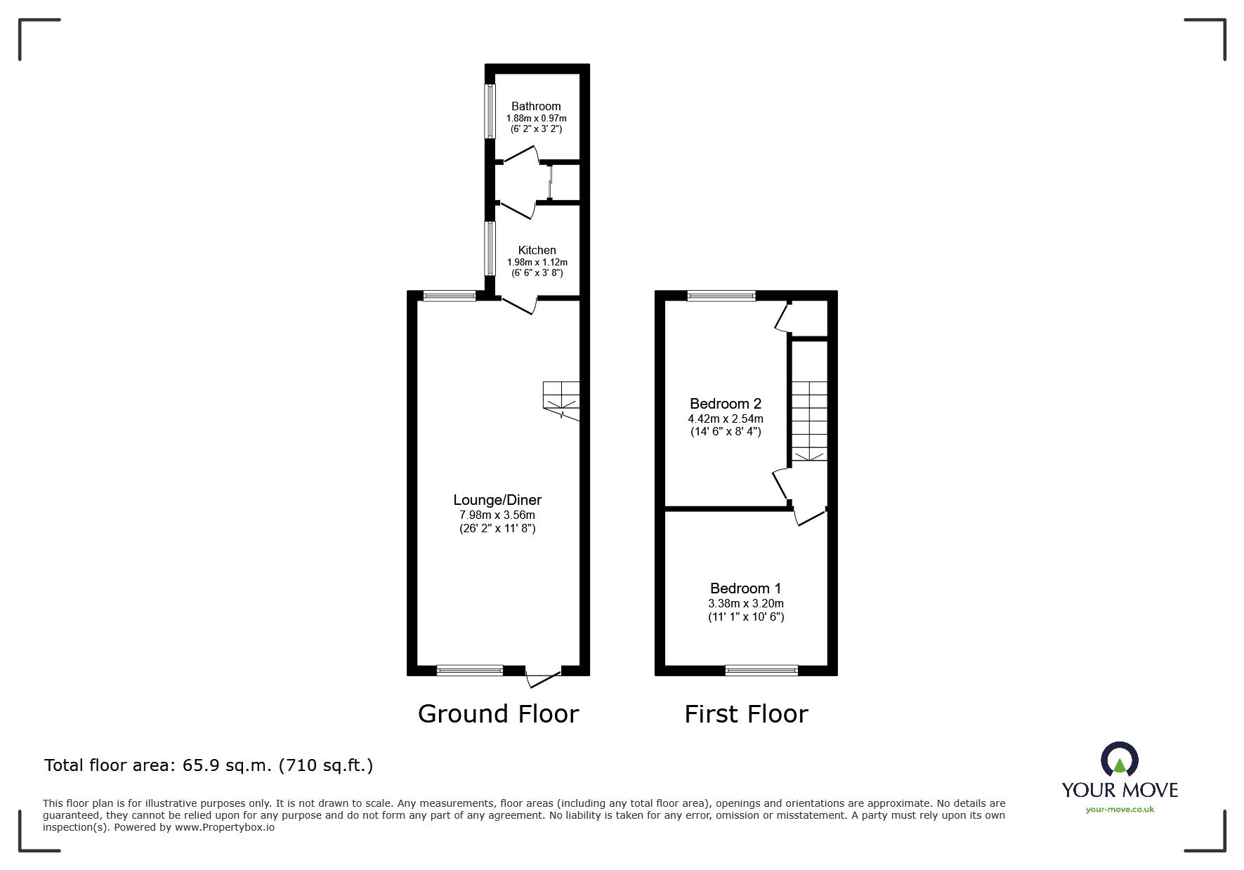 Floorplan of 2 bedroom Mid Terrace House to rent, Morton Street, Middleport, Stoke-on-Trent, Staffordshire, ST6