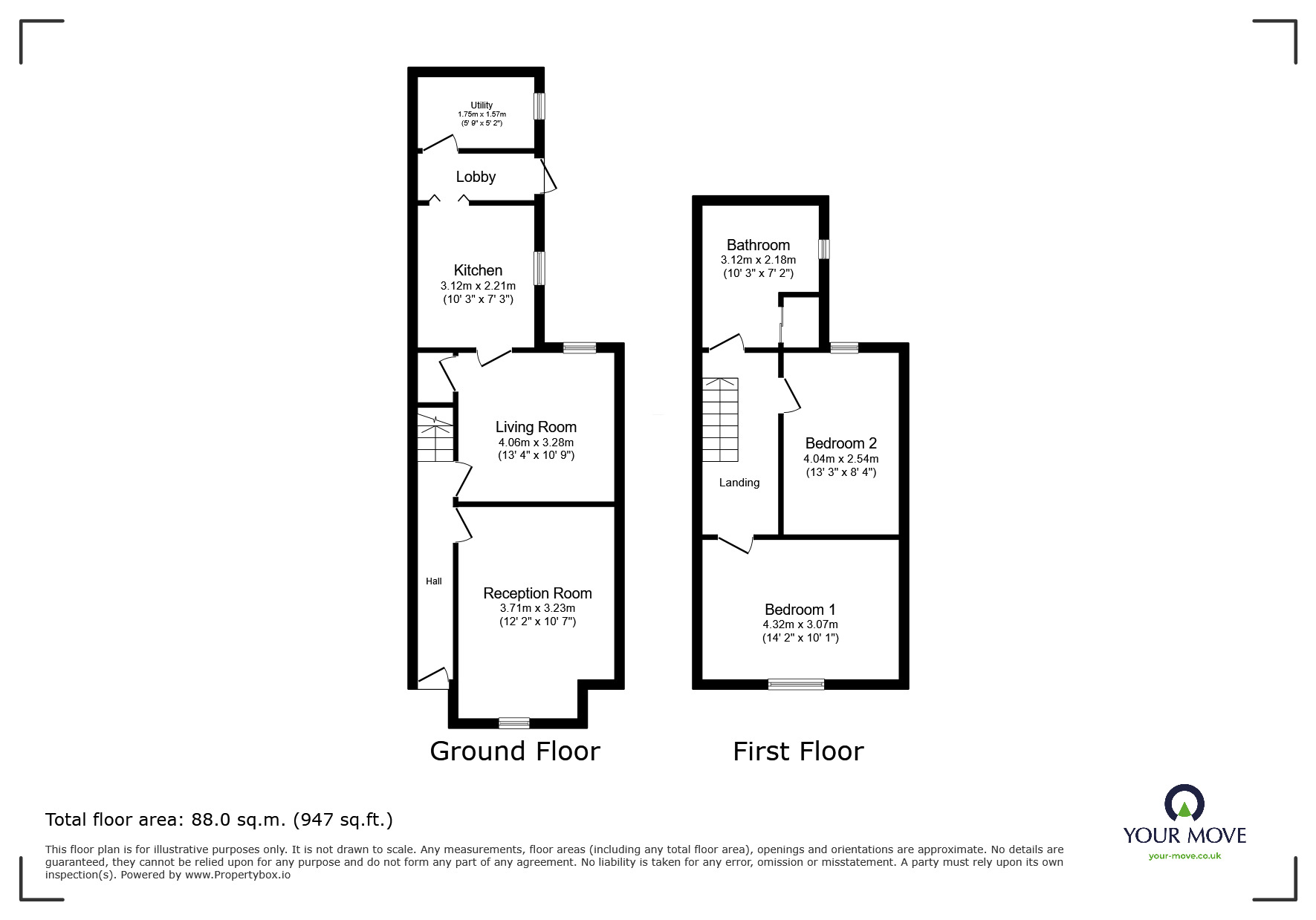 Floorplan of 2 bedroom Mid Terrace House to rent, Louise Street, Stoke-on-Trent, Staffordshire, ST6