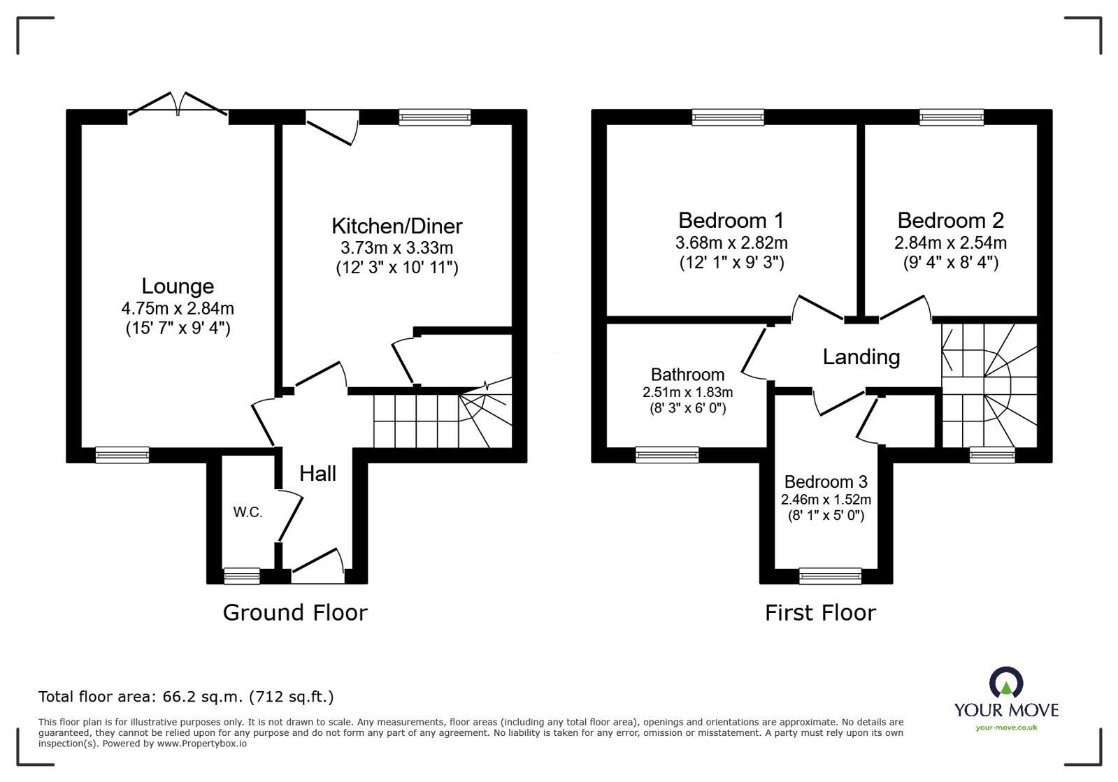 Floorplan of 3 bedroom Semi Detached House for sale, Furlong Road, Tunstall, Stoke-on-Trent, Staffordshire, ST6