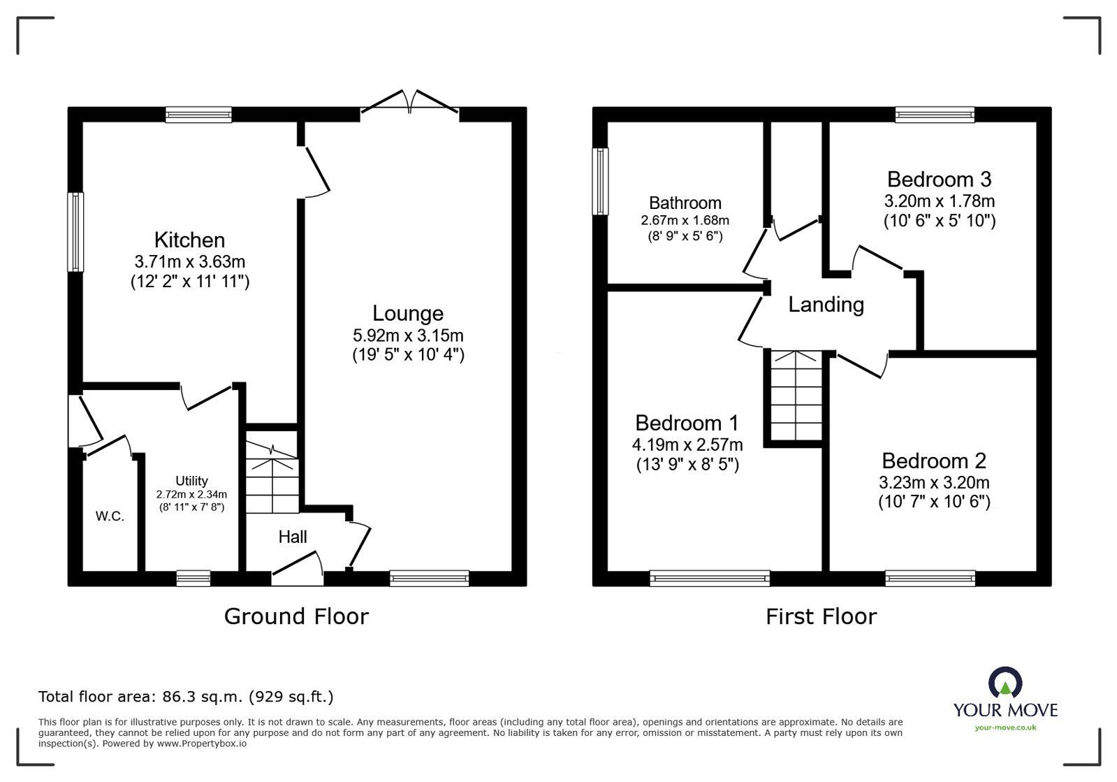 Floorplan of 3 bedroom Semi Detached House for sale, Rivington Crescent, Fegg Hayes, Stoke-on-Trent, Staffordshire, ST6