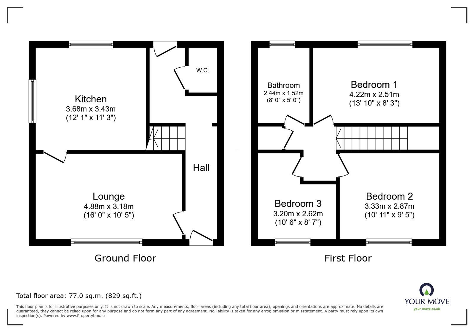 Floorplan of 3 bedroom Semi Detached House for sale, Burnett Place, Norton, Stoke-on-Trent, Staffordshire, ST6