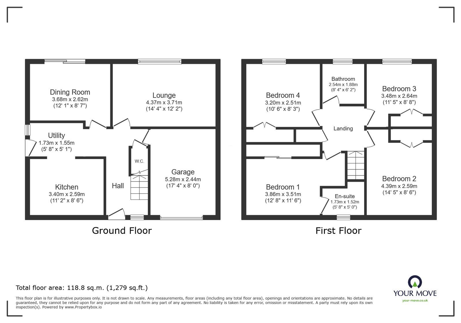 Floorplan of 4 bedroom Detached House for sale, Burford Avenue, Waterhayes, Newcastle, Staffordshire, ST5