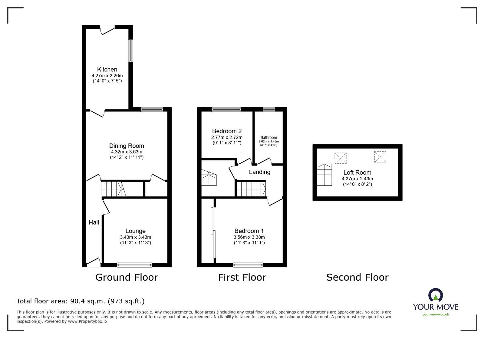 Floorplan of 2 bedroom Mid Terrace House for sale, Bowden Street, Burslem, Stoke-on-Trent, Staffordshire, ST6